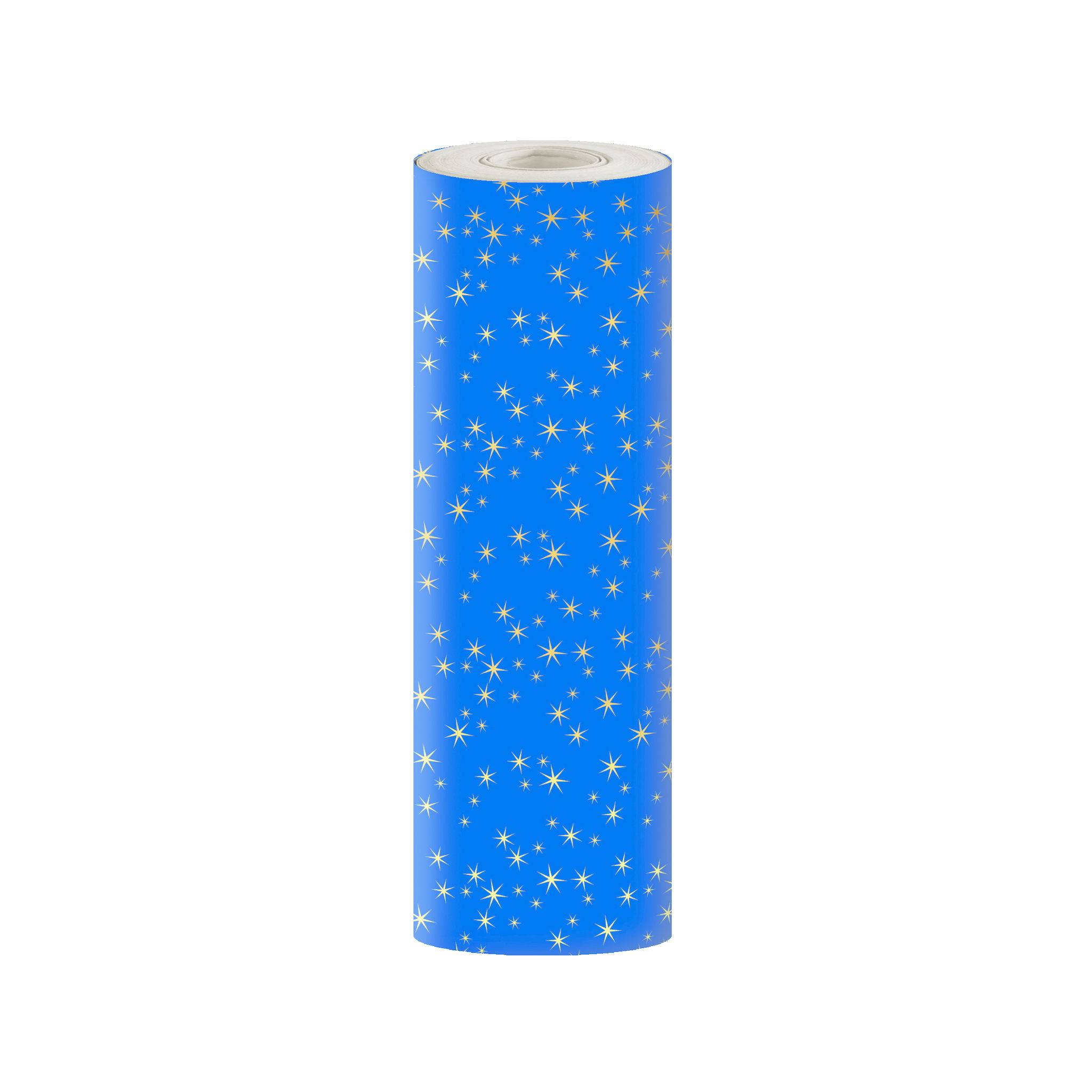 Clairefontaine Geschenkpapier, Tiny Rolls, 50x0,35m, Sterne, Gold Blau 223916C