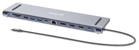MANHATTAN USB-C PD 12-in-1 4K Dockingstation / Multiport-Hub für drei Monitore Eingabe / Ausgabe