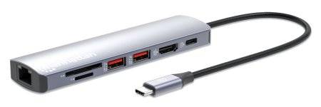 MANHATTAN USB-C PD 7-in-1 4K Dockingstation / Multiport-Hub Eingabe / Ausgabe Hub