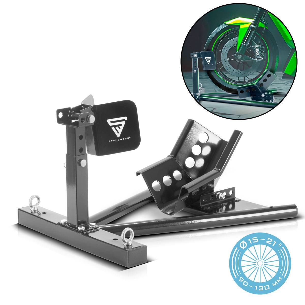STAHLWERK Motorrad Montageständer GTM-600 ST 15-21" Motorradständer Radwippe