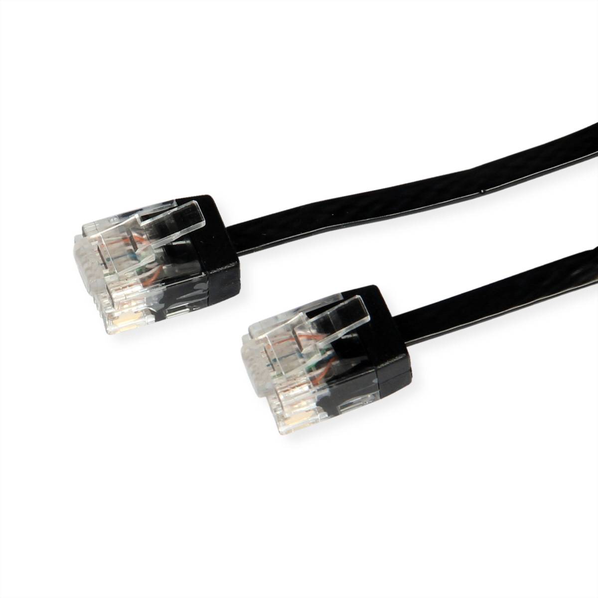 ROLINE UTP Patchkabel Cat.6A (Class EA), extra-flach, schwarz, 1,5 m