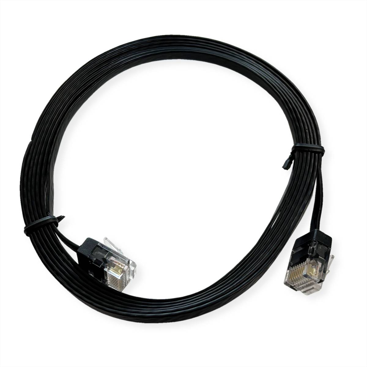 ROLINE UTP Patchkabel Cat.6A (Class EA), extra-flach, schwarz, 1 m