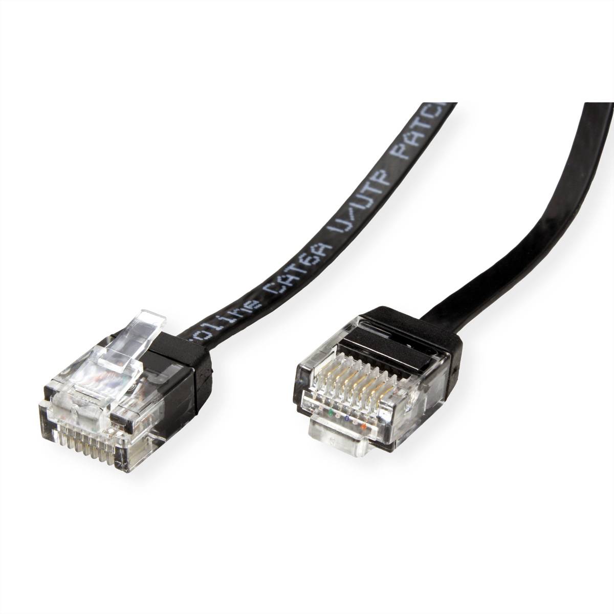 ROLINE UTP Patchkabel Cat.6A (Class EA), extra-flach, schwarz, 0,5 m