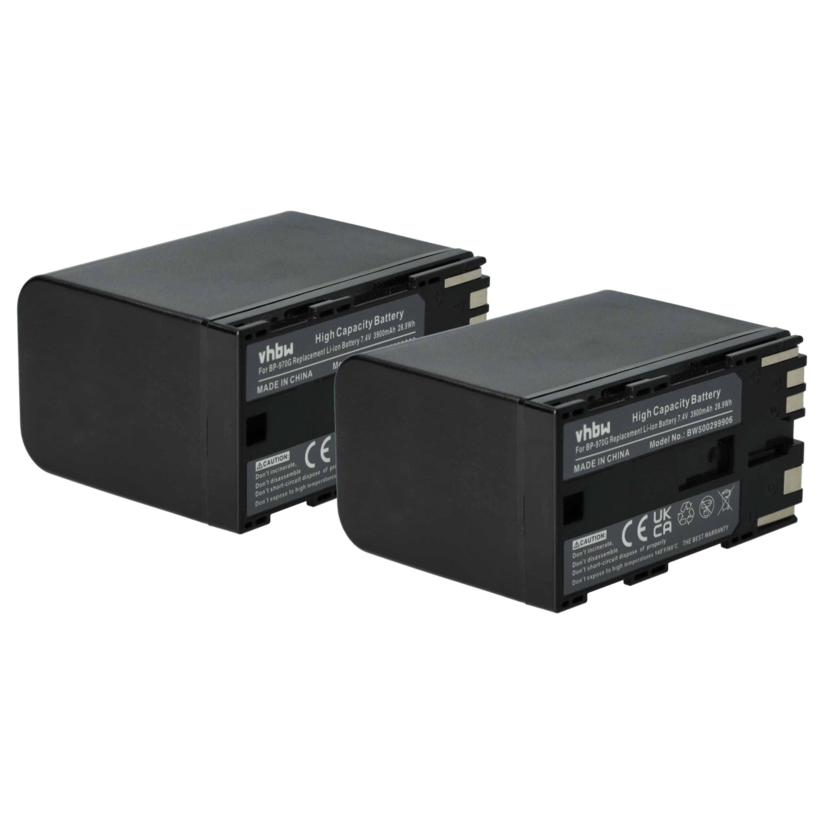 vhbw 2x Akku kompatibel mit Canon XL H1S, XM2 Videokamera Camcorder (3900 mAh, 7,4 V, Li-Ion)