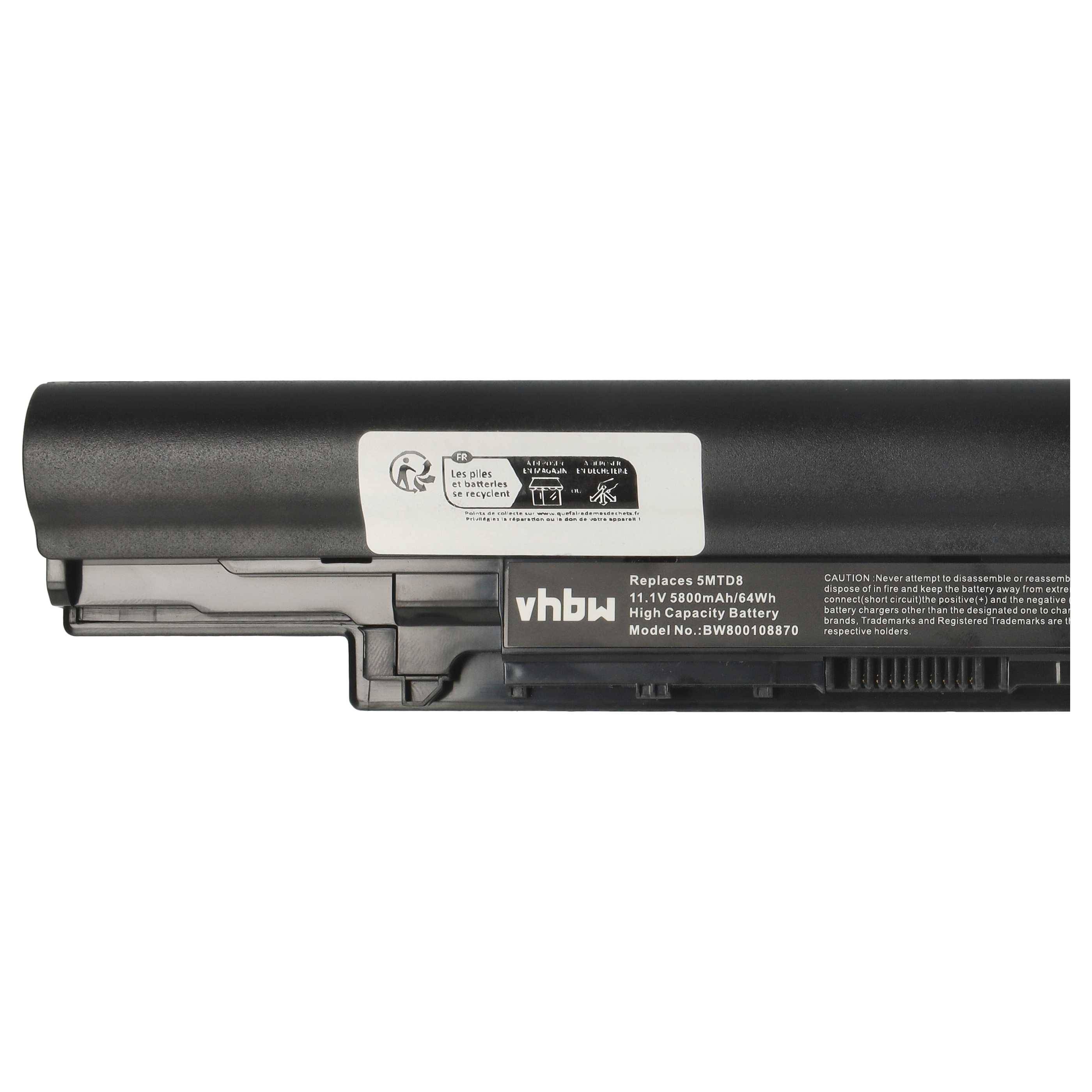 vhbw 1x Akku kompatibel mit Dell Vostro V131 Notebook (5800 mAh, 11,1 V, Li-Ion)