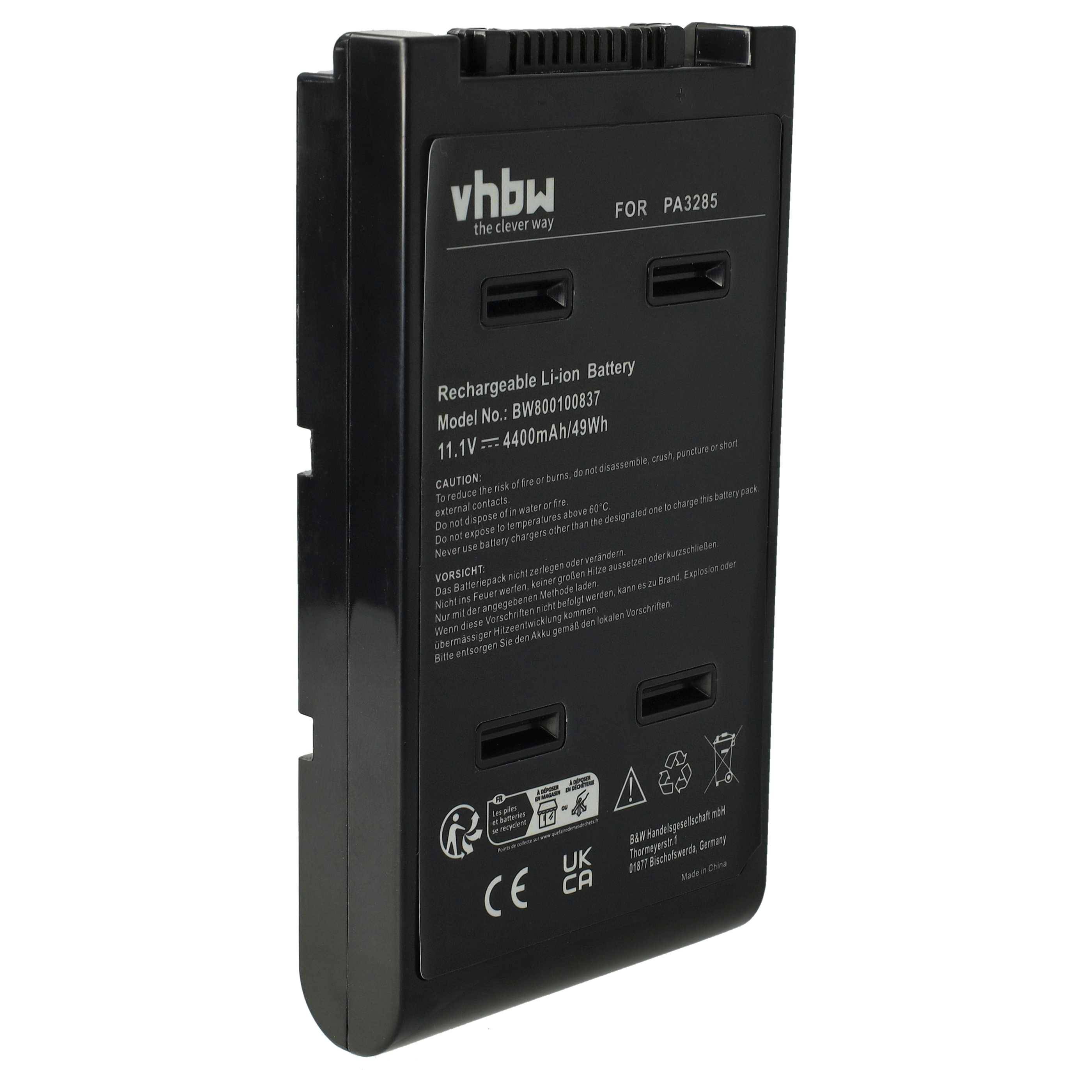 vhbw Akku kompatibel mit Toshiba Tecra S213 Serie, A8 Serie Notebook (4400 mAh, 11,1 V, Li-Ion)