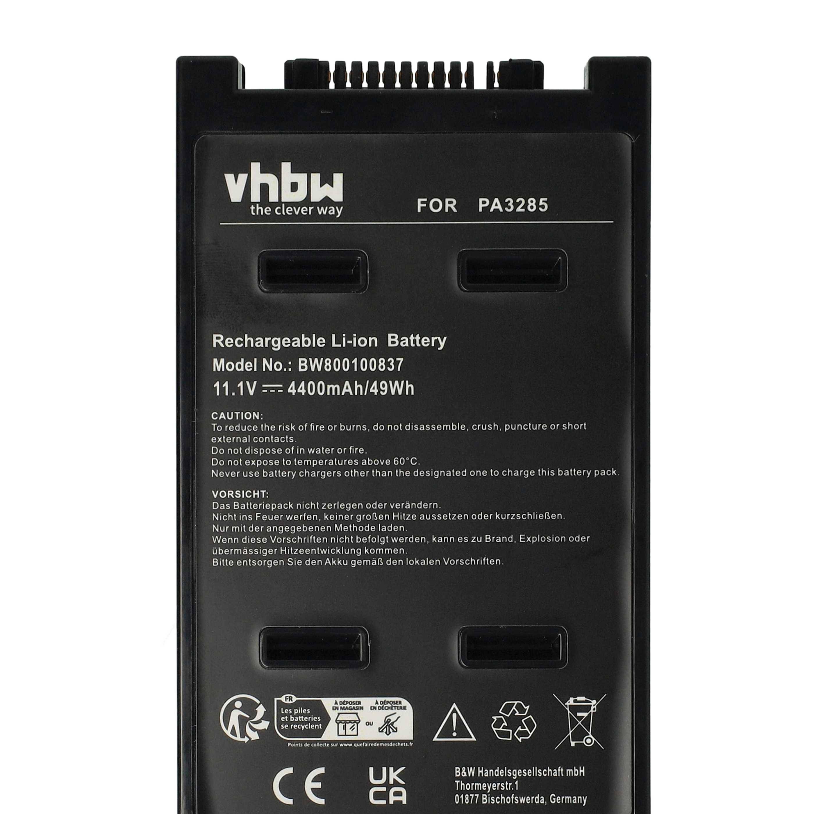 vhbw Akku kompatibel mit Toshiba Satellite A10-S403D, A10-S503, A10-S703, A10-S513, A10-S811 Notebook (4400 mAh, 11,1 V, Li-Ion)