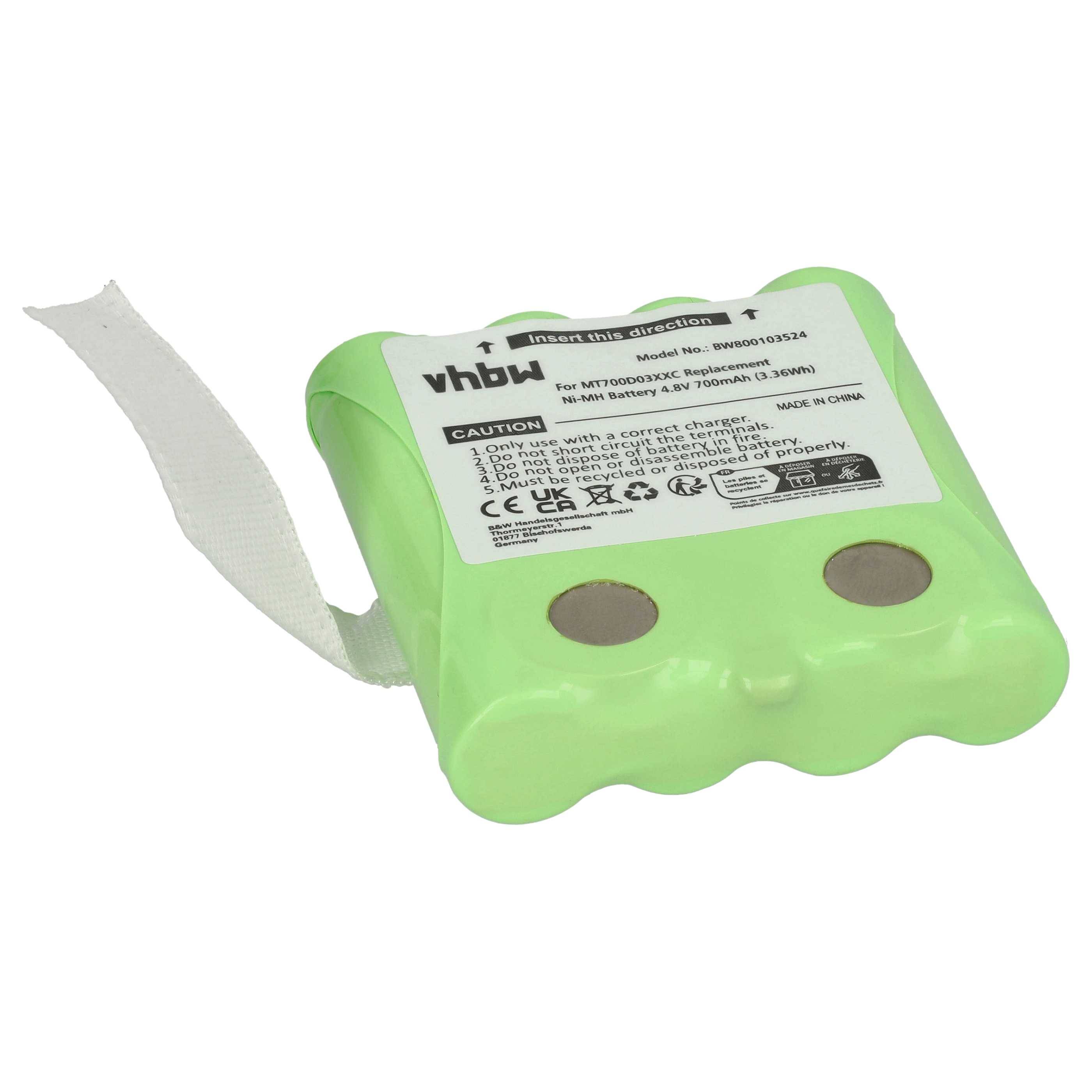 vhbw 1x Akku kompatibel mit DeTeWe Outdoor PMR8000, PMR 8000, 8000 Funkgerät, Walkie Talkie (700 mAh, 4,8 V, NiMH)