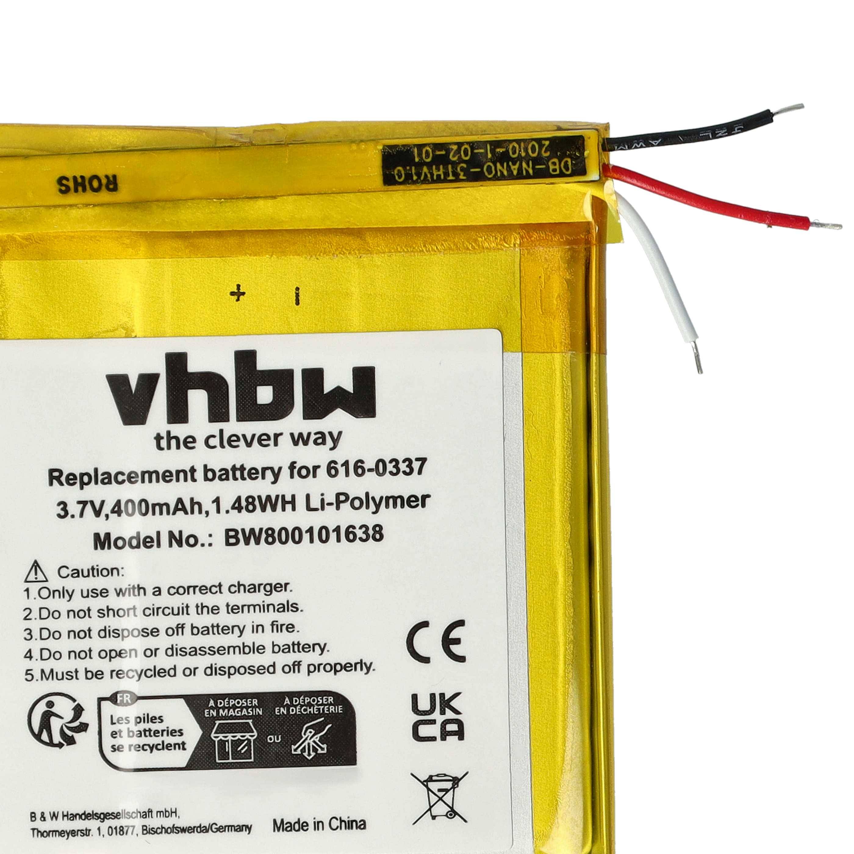 vhbw Akku kompatibel mit Apple iPod Nano MB453LL/A MP3-Player | (450 mAh, 3,7 V, Li-Polymer)