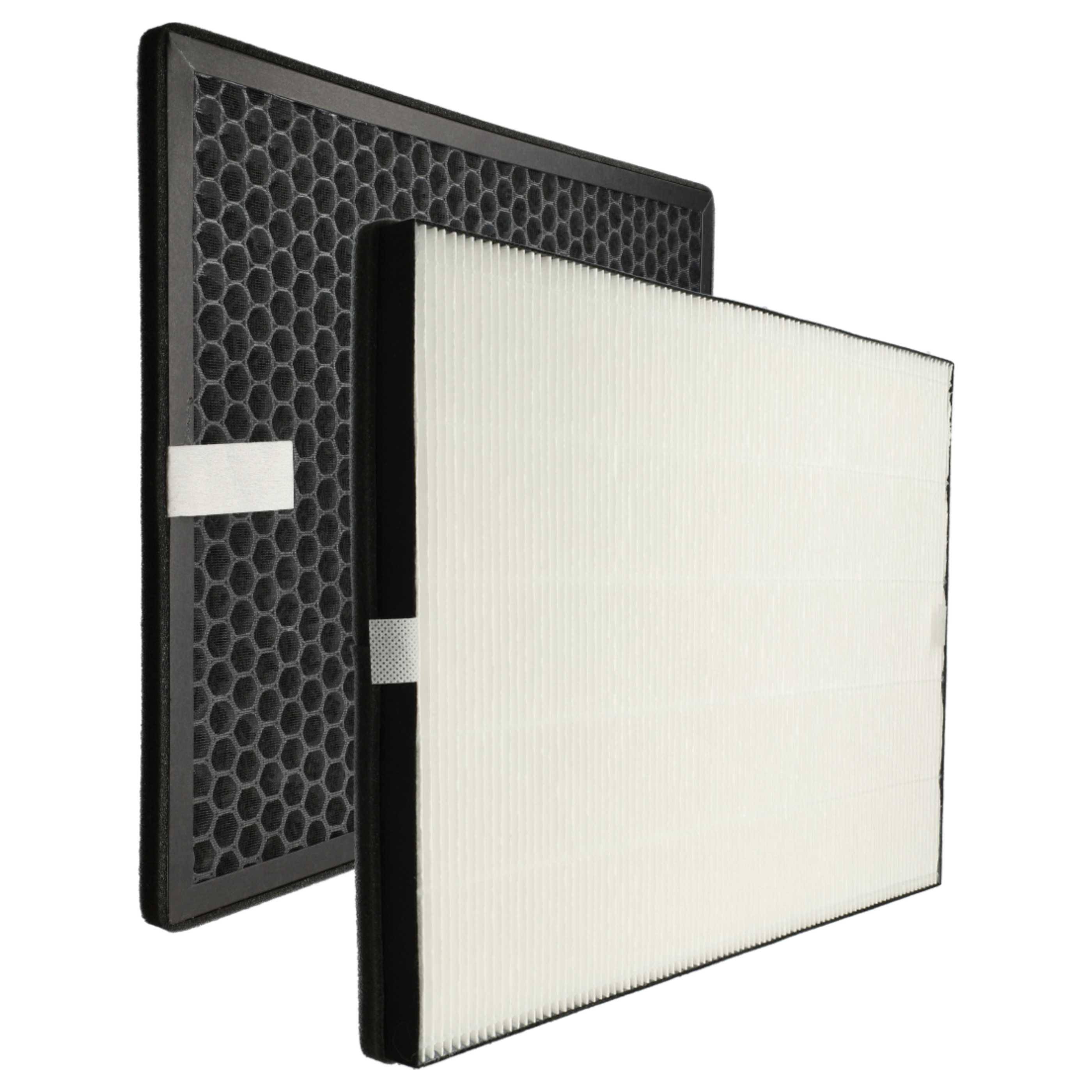 vhbw 2-teiliges Filter-Set kompatibel mit Philips AC1217i, AC2729, Series 1000 Luftreiniger - HEPA-Filter, Aktivkohlefilter