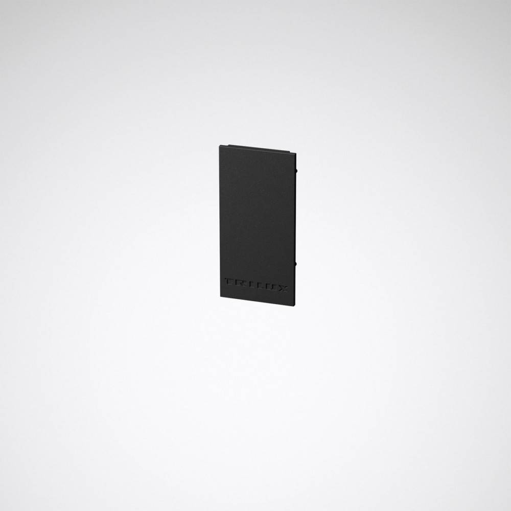 Ein schwarzes rechteckiges Objekt ist in der Mitte vor einem einfarbigen weißen Hintergrund zentriert. Das Objekt scheint ein schlankes, modernes elektronisches Gerät zu sein.