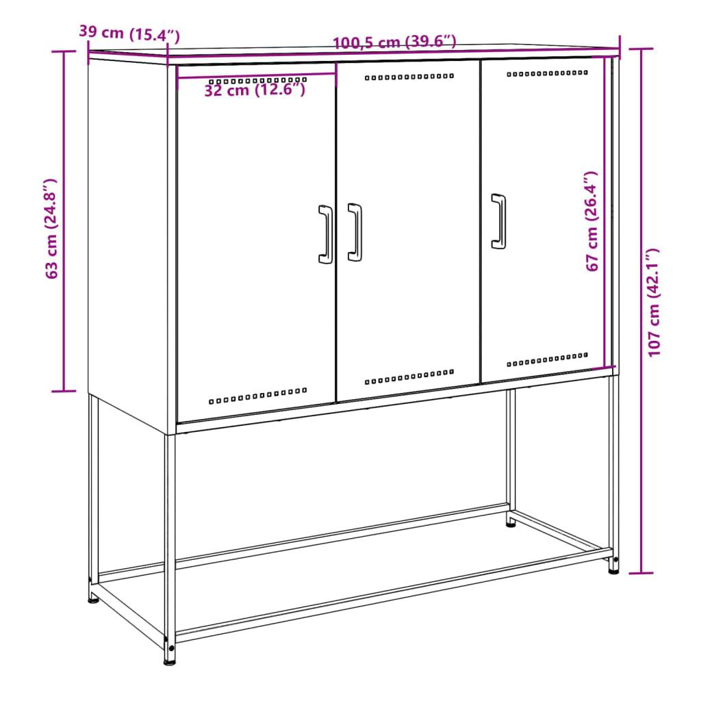 vidaXL Highboard Schwarz 100,5x39x107 cm Stahl