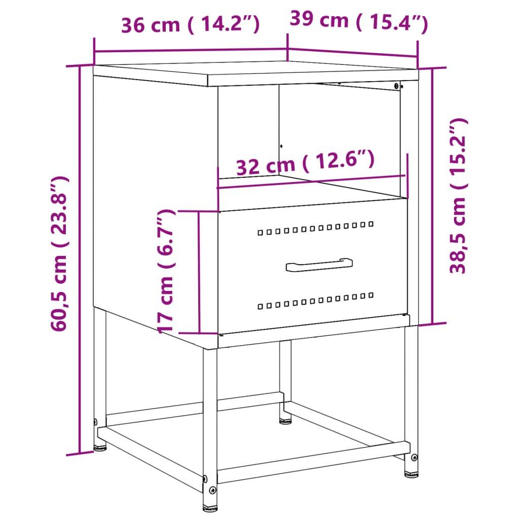 vidaXL Nachttisch Senfgelb 36x39x60,5 cm Stahl