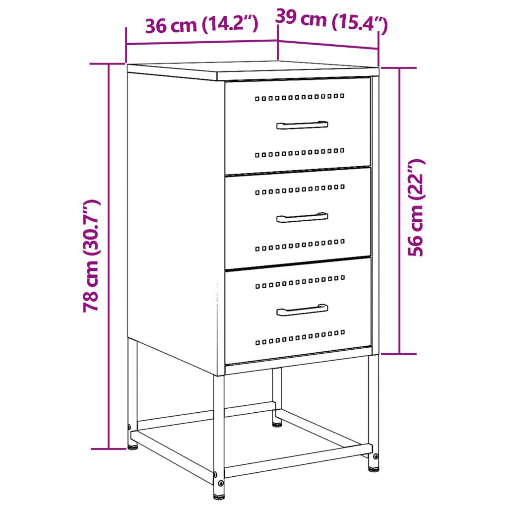 vidaXL Nachttisch Anthrazit 36x39x78 cm Stahl