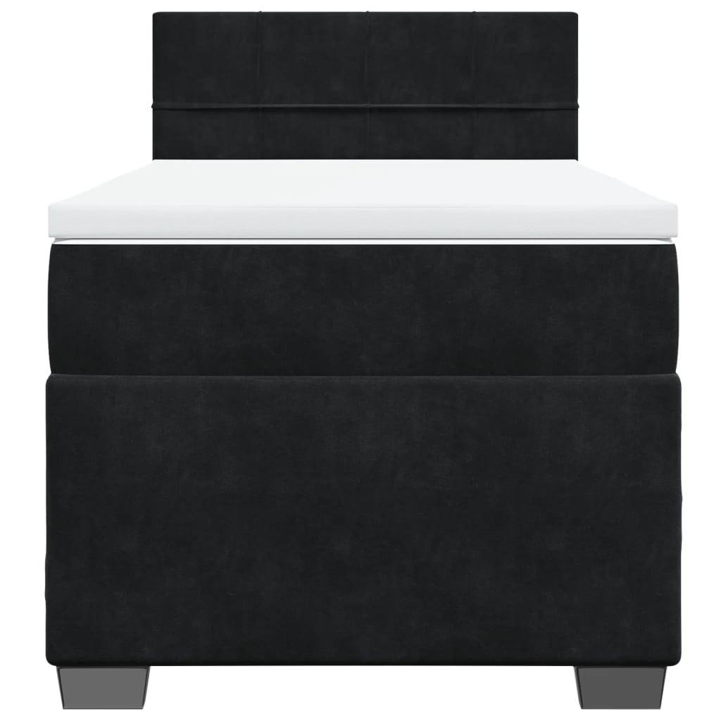 vidaXL Boxspringbett mit Matratze Schwarz 100x200 cm Samt