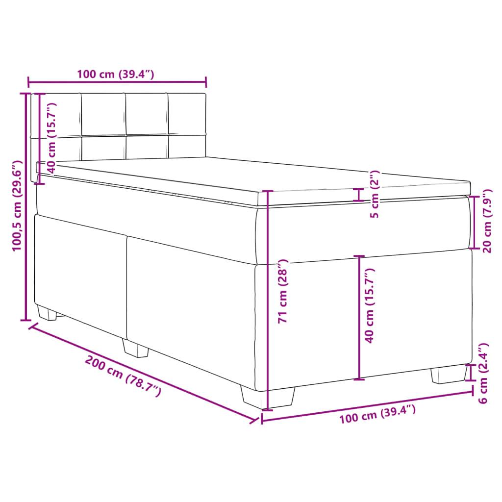 vidaXL Boxspringbett mit Matratze Dunkelgrau 100x200 cm Stoff