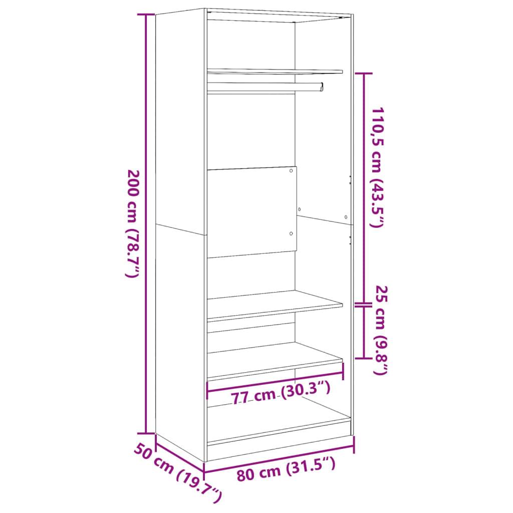 vidaXL Kleiderschrank Weiß 80x50x200 cm Holzwerkstoff
