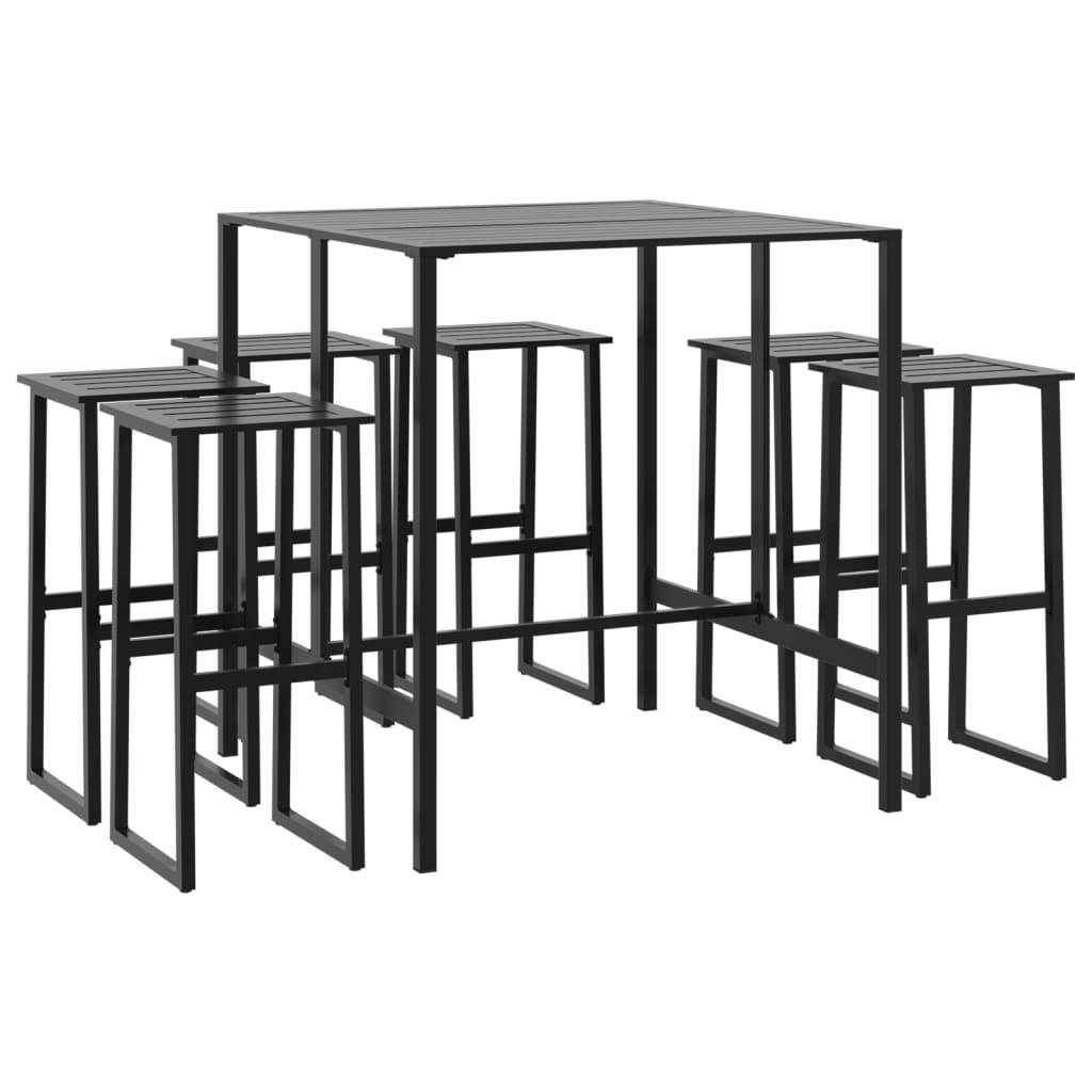 vidaXL 7-tlg. Gartenbar-Set Schwarz Pulverbeschichteter Stahl
