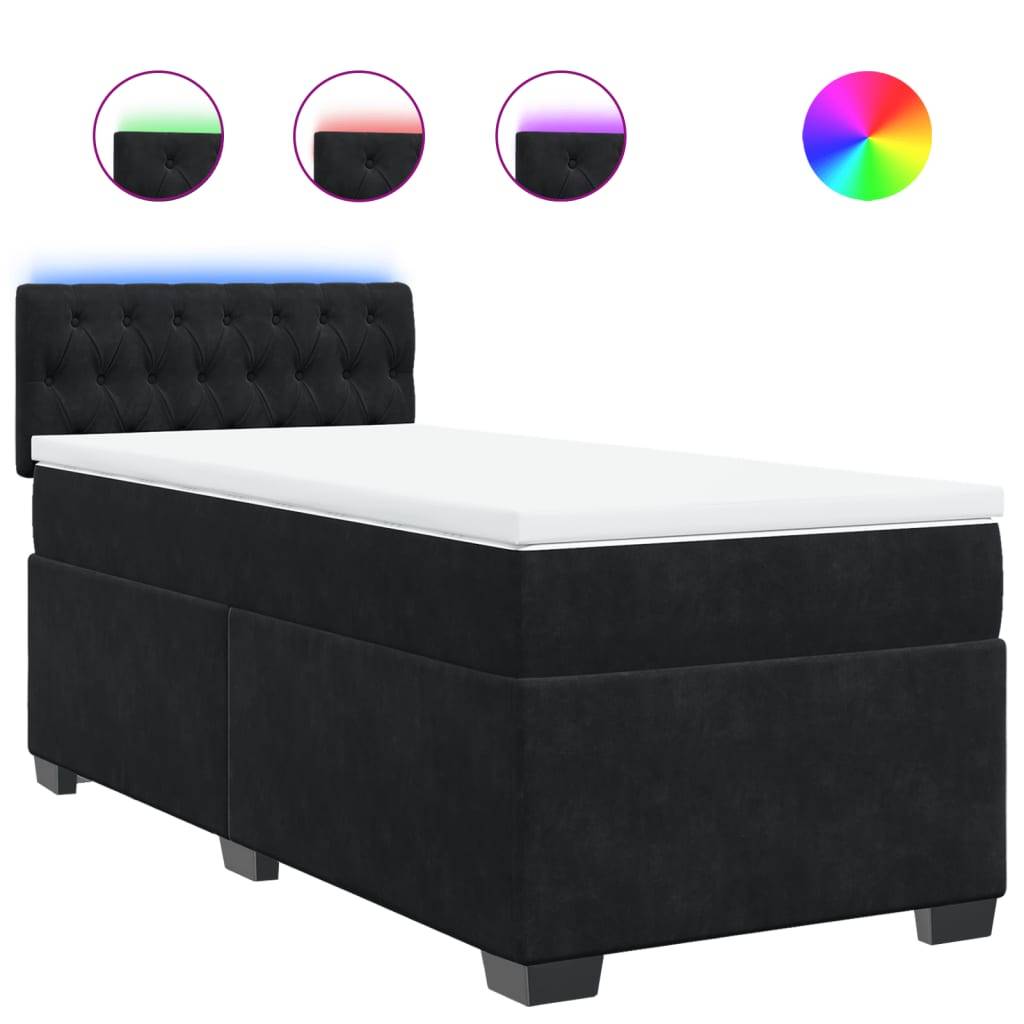 vidaXL Boxspringbett mit Matratze Schwarz 100x200 cm Samt
