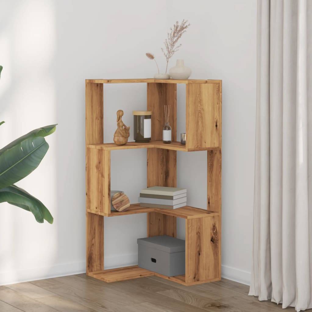 vidaXL Eck-Bücherregal 3 Böden Artisan-Eiche 50x50x102cm Holzwerkstoff