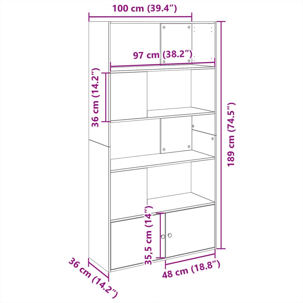 vidaXL Bücherregal Räuchereiche 100x36x189 cm Holzwerkstoff