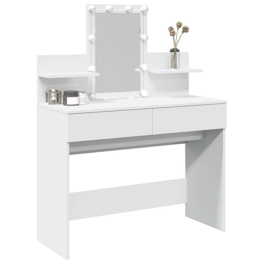 vidaXL Schminktisch mit LED-Beleuchtung Weiß 100x40x130 cm