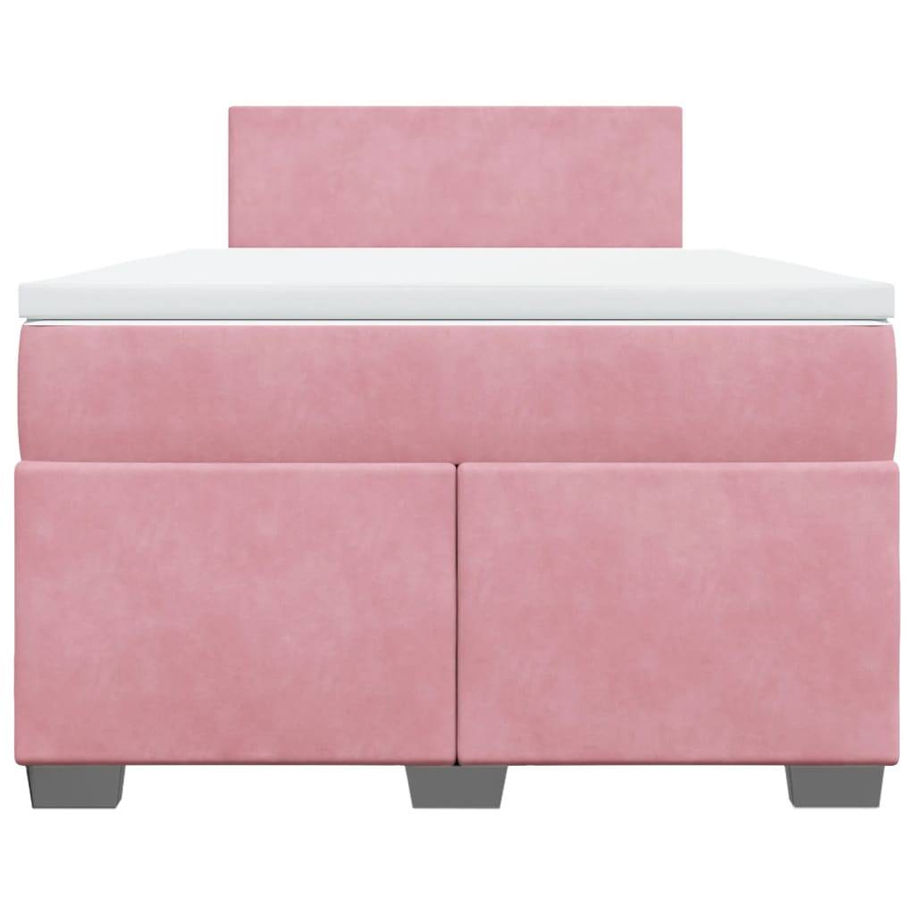 vidaXL Boxspringbett mit Matratze Rosa 120x200 cm Samt
