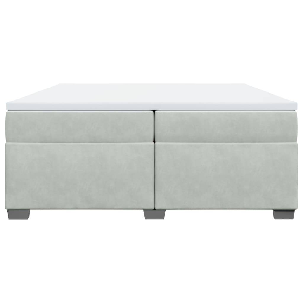 vidaXL Boxspringbett mit Matratze Hellgrau 200x200 cm Samt