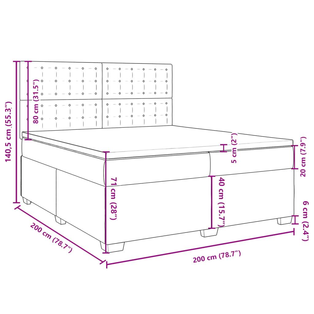 vidaXL Boxspringbett mit Matratze Grau 200x200 cm Kunstleder