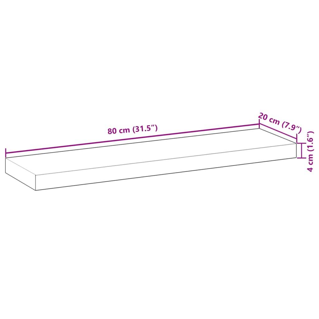 vidaXL Schweberegale 4 Stk. 80x20x4 cm Massivholz Akazie Unbehandelt