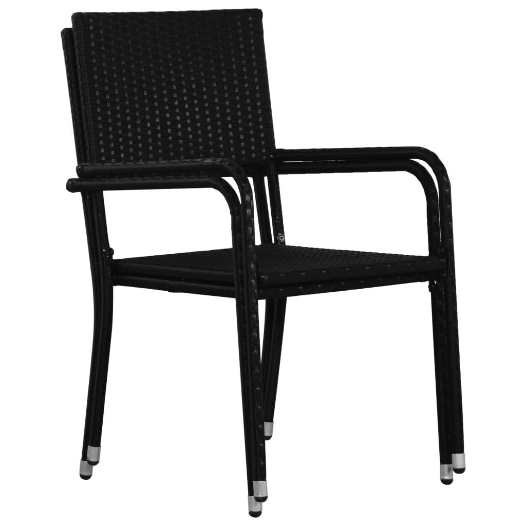 vidaXL Garten-Essstühle 2 Stk. Stapelbar Schwarz Poly Rattan