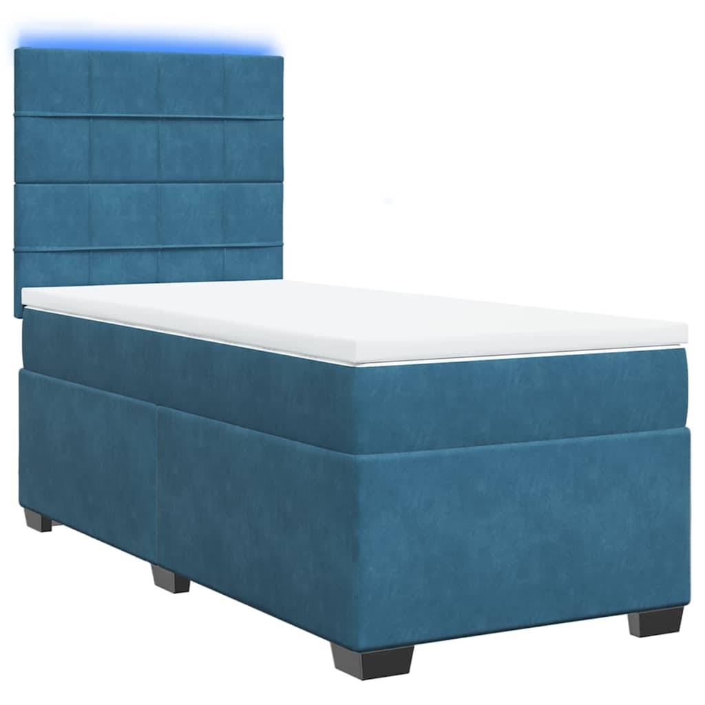vidaXL Boxspringbett mit Matratze Blau 100x200 cm Samt