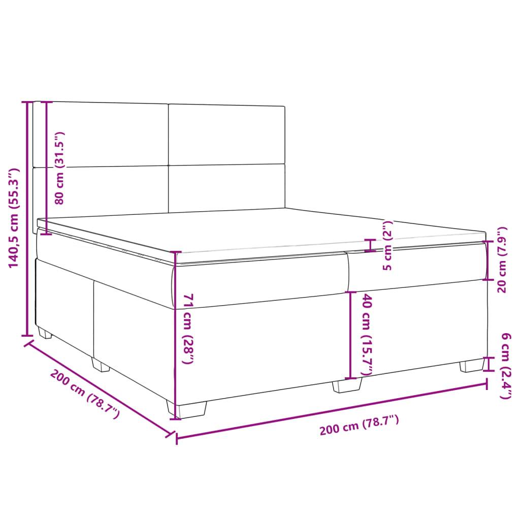 vidaXL Boxspringbett mit Matratze Hellgrau 200x200 cm Samt
