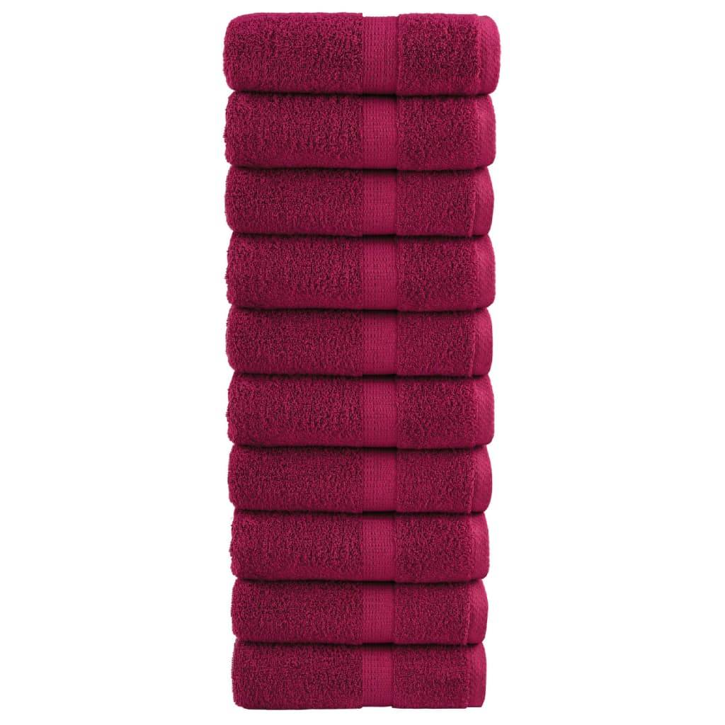 vidaXL Premium-Gästetücher SOLUND 10 Stk. Bordeaux 30x50 cm 600 g/m²