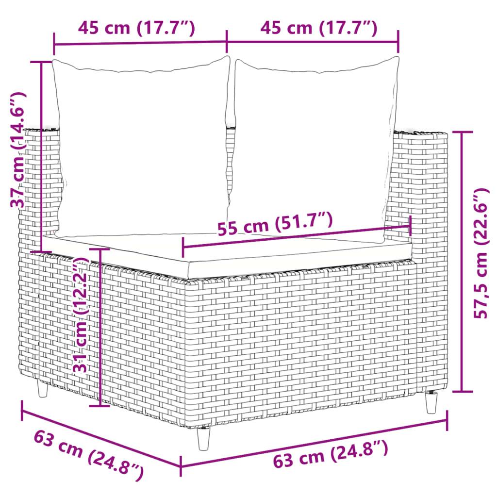 vidaXL 6-tlg. Garten-Sofagarnitur mit Kissen Braun Poly Rattan