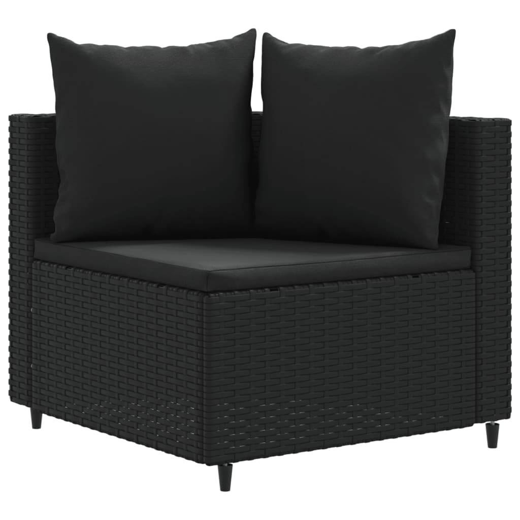 vidaXL 4-tlg. Garten-Sofagarnitur mit Kissen Schwarz Poly Rattan