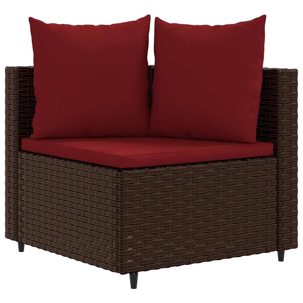 vidaXL 7-tlg. Garten-Sofagarnitur mit Kissen Braun Poly Rattan