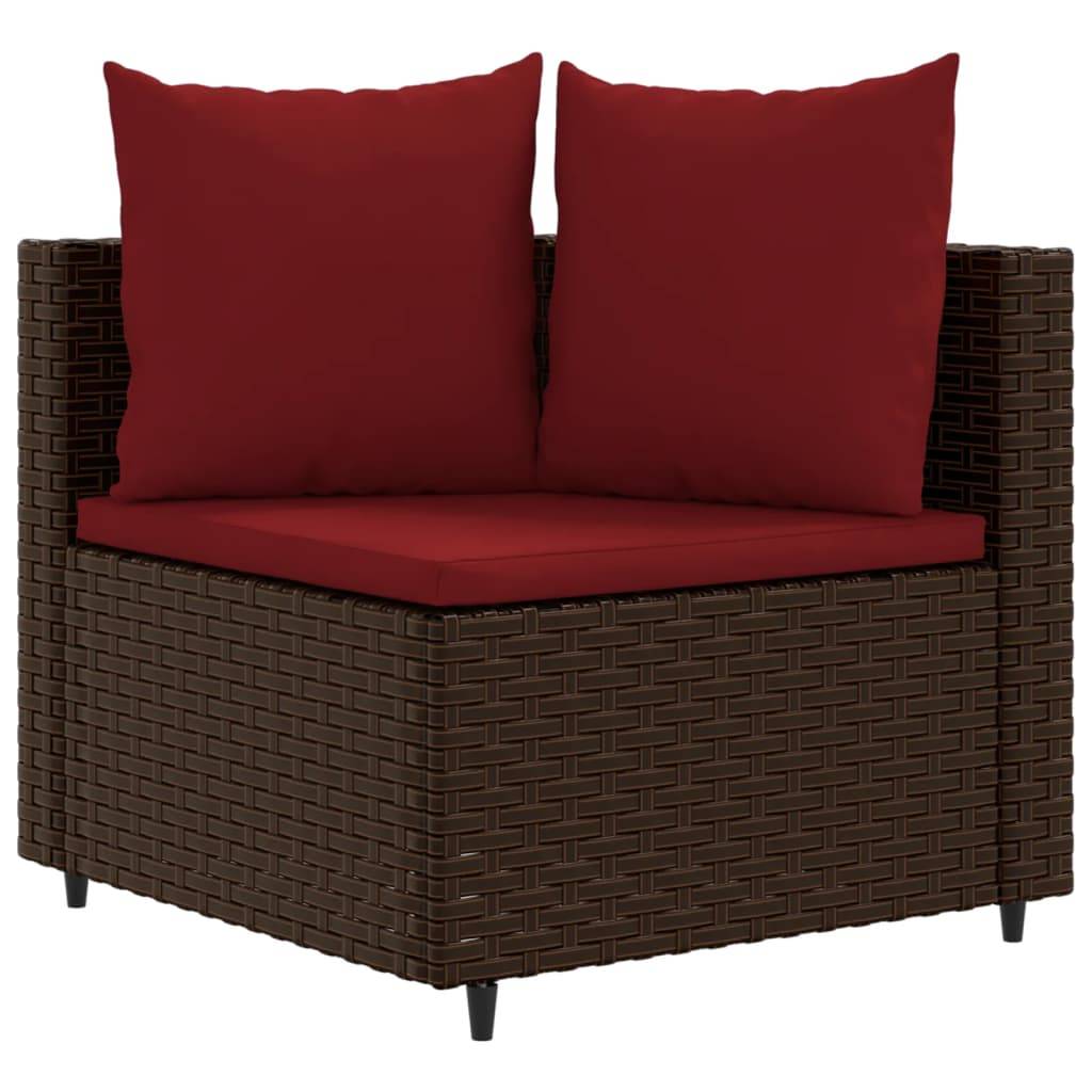 vidaXL 9-tlg. Garten-Sofagarnitur mit Kissen Braun Poly Rattan