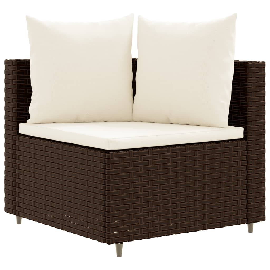 vidaXL 6-tlg. Garten-Sofagarnitur mit Kissen Braun Poly Rattan