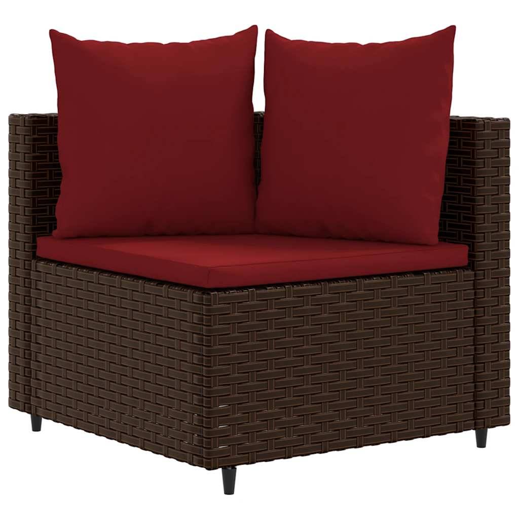 vidaXL 5-tlg. Garten-Sofagarnitur mit Kissen Braun Poly Rattan