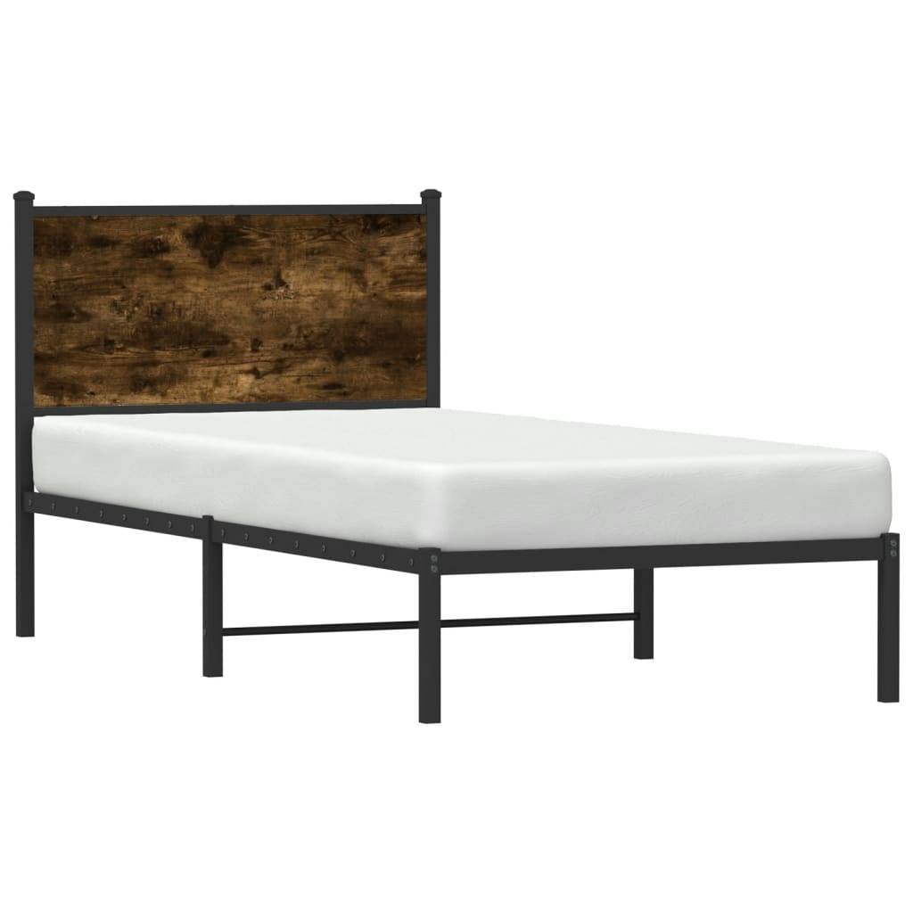vidaXL Metallbett ohne Matratze Räuchereiche 80x200 cm