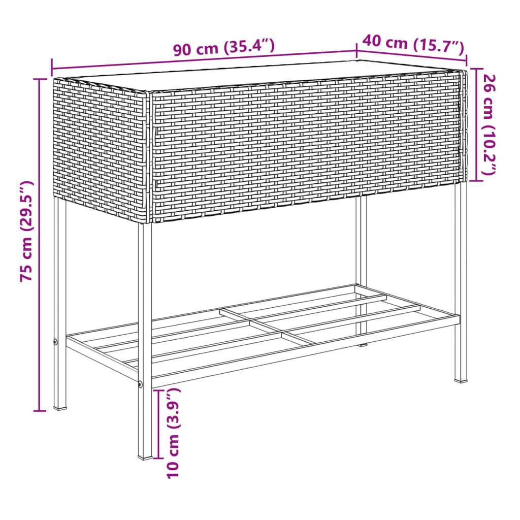 vidaXL Pflanzkübel mit Ablage Braun Poly Rattan