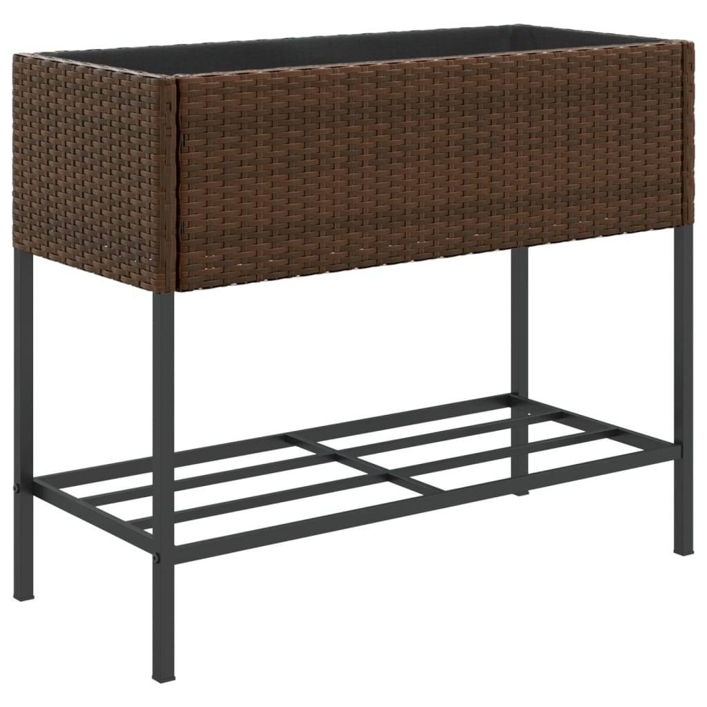 vidaXL Pflanzkübel mit Ablage Braun Poly Rattan