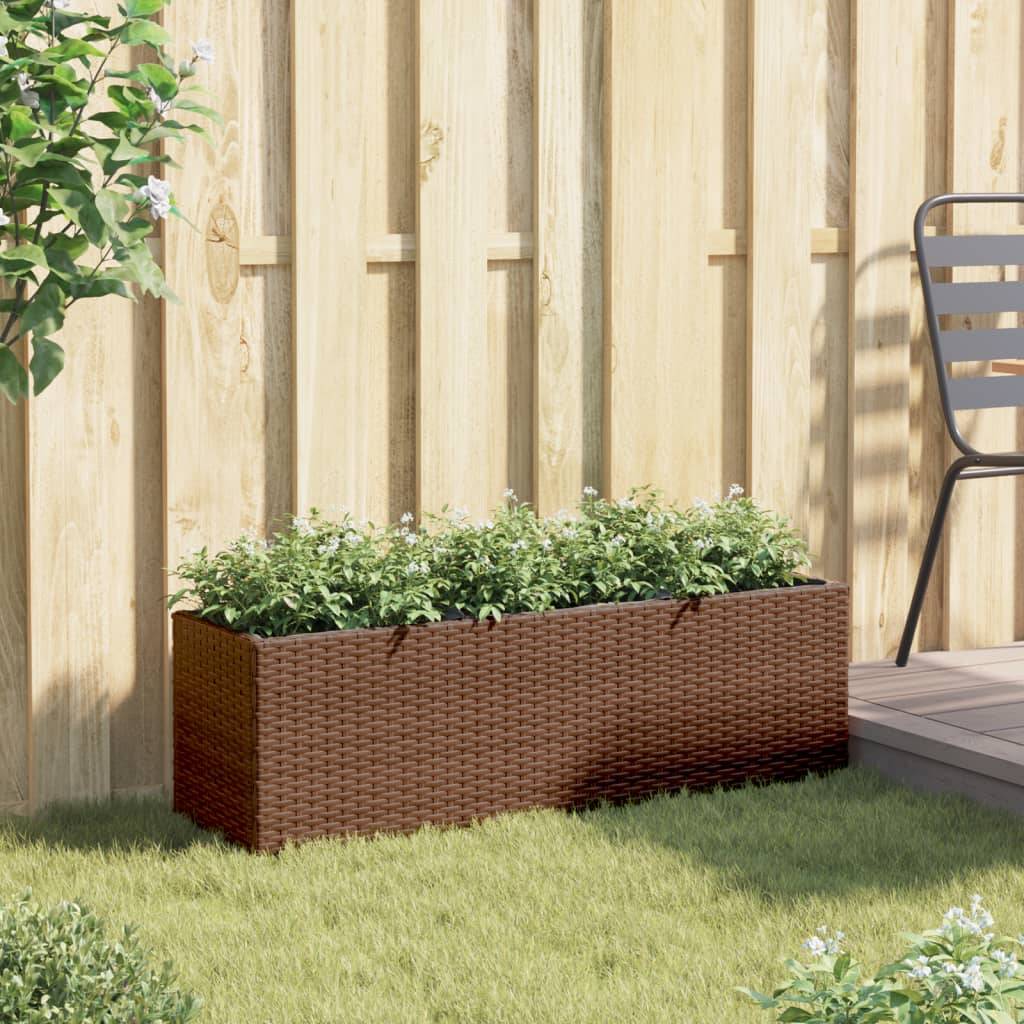 vidaXL Hochbeet mit 3 Fächern Braun 105x30x32 cm Poly Rattan