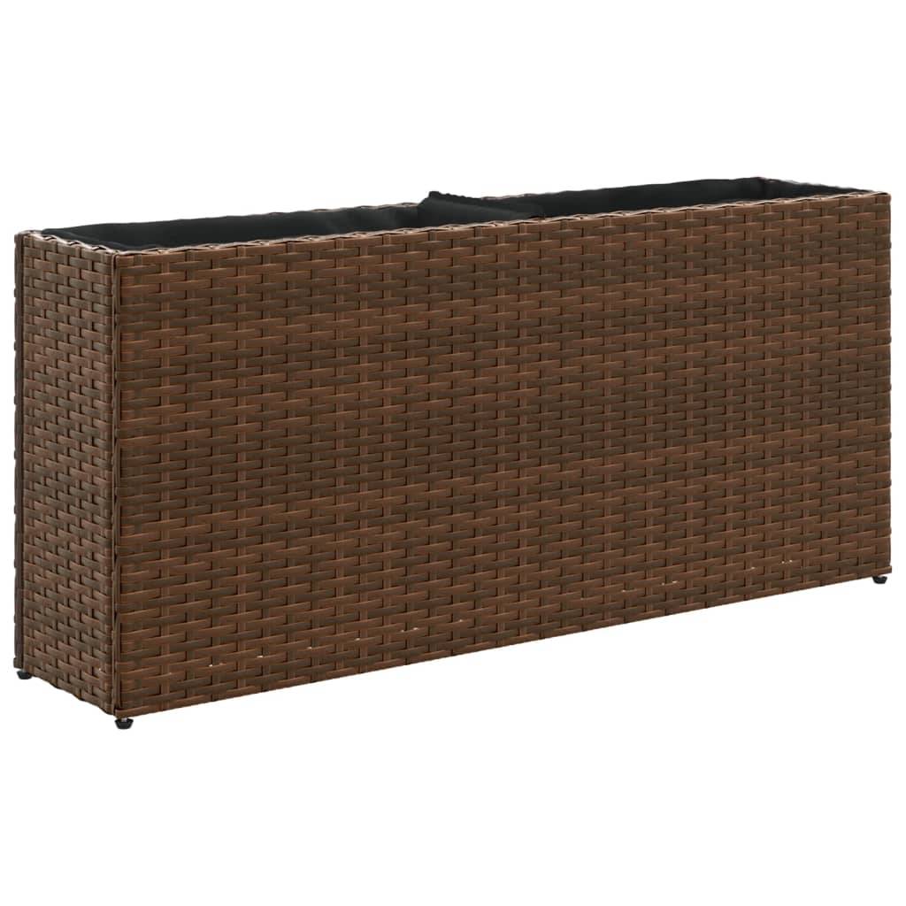 vidaXL Hochbeet mit 2 Fächern Braun 90x20x40 cm Poly Rattan