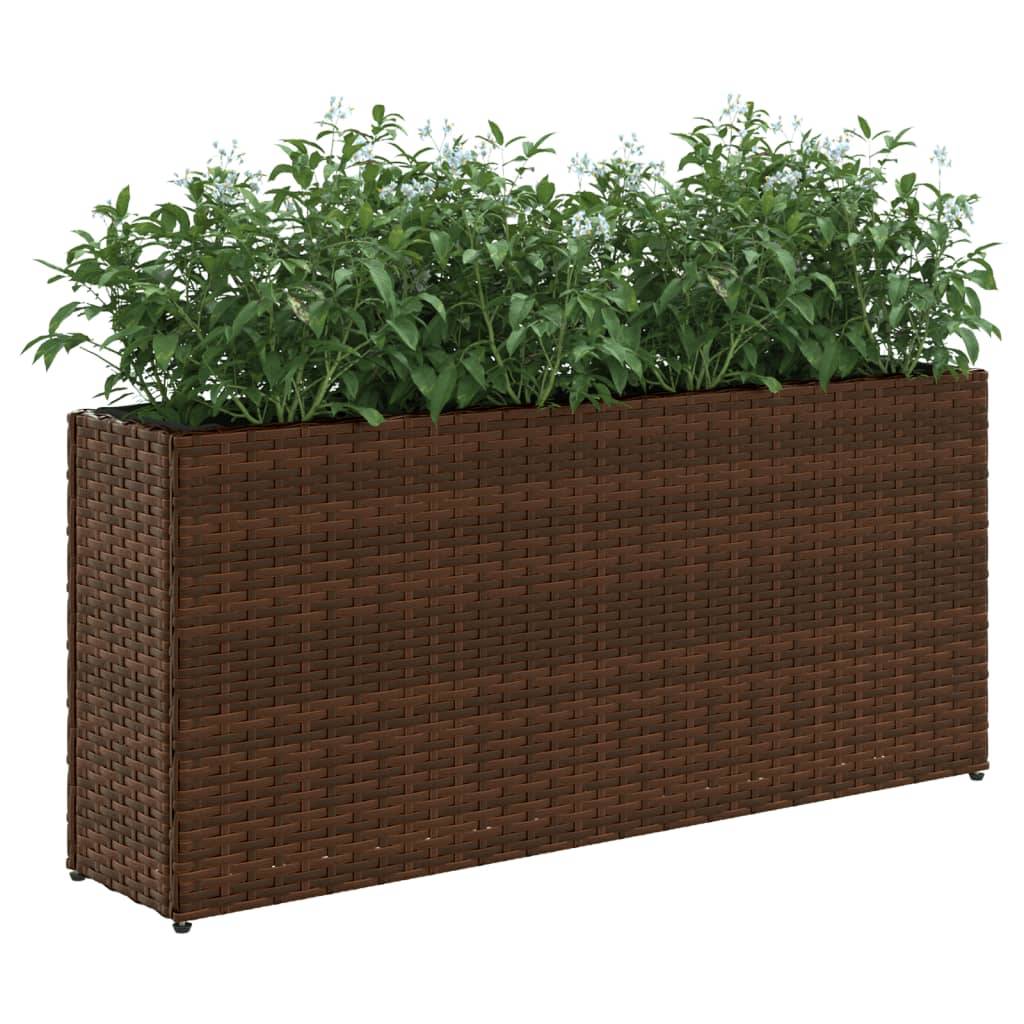vidaXL Hochbeet mit 2 Fächern Braun 90x20x40 cm Poly Rattan