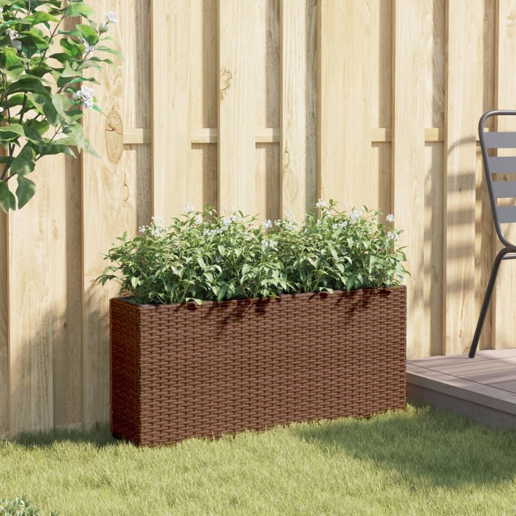 vidaXL Hochbeet mit 2 Fächern Braun 90x20x40 cm Poly Rattan