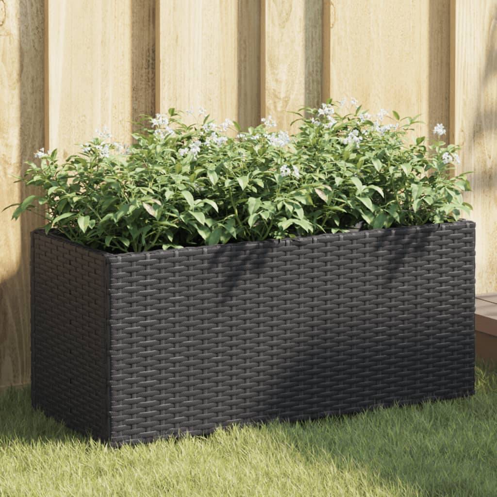 vidaXL Hochbeet mit 2 Fächern Schwarz 72x30x32 cm Poly Rattan