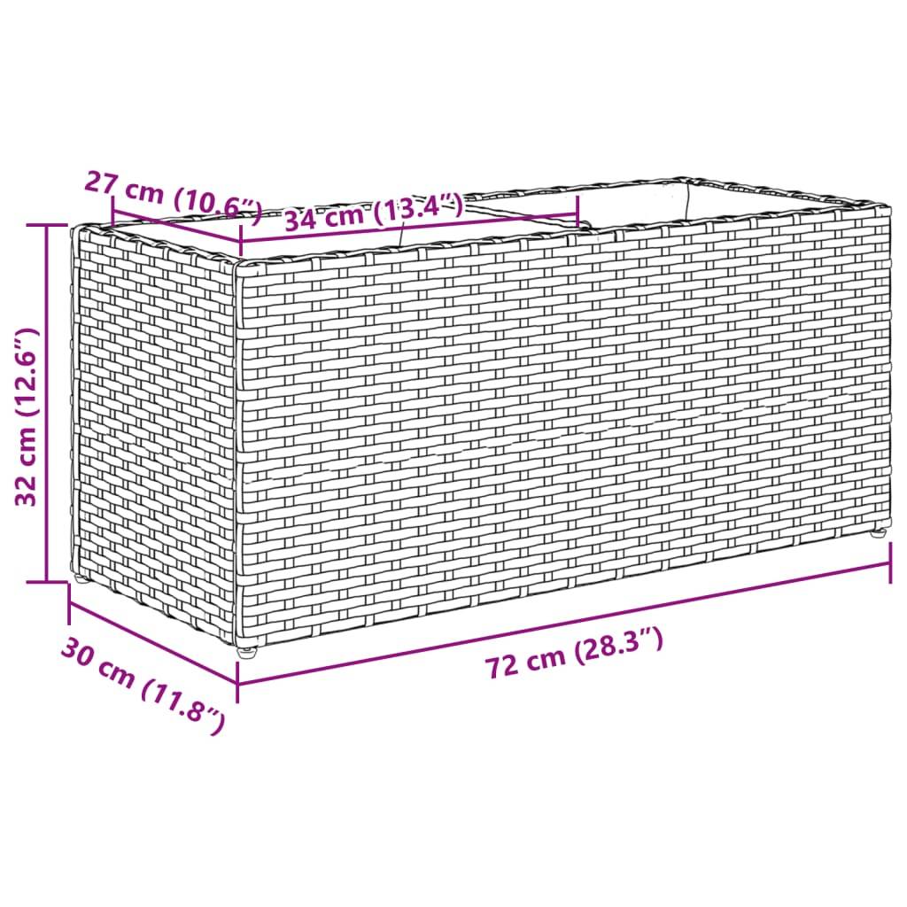 vidaXL Hochbeet mit 2 Fächern Schwarz 72x30x32 cm Poly Rattan