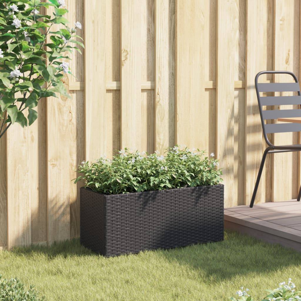 vidaXL Hochbeet mit 2 Fächern Schwarz 72x30x32 cm Poly Rattan